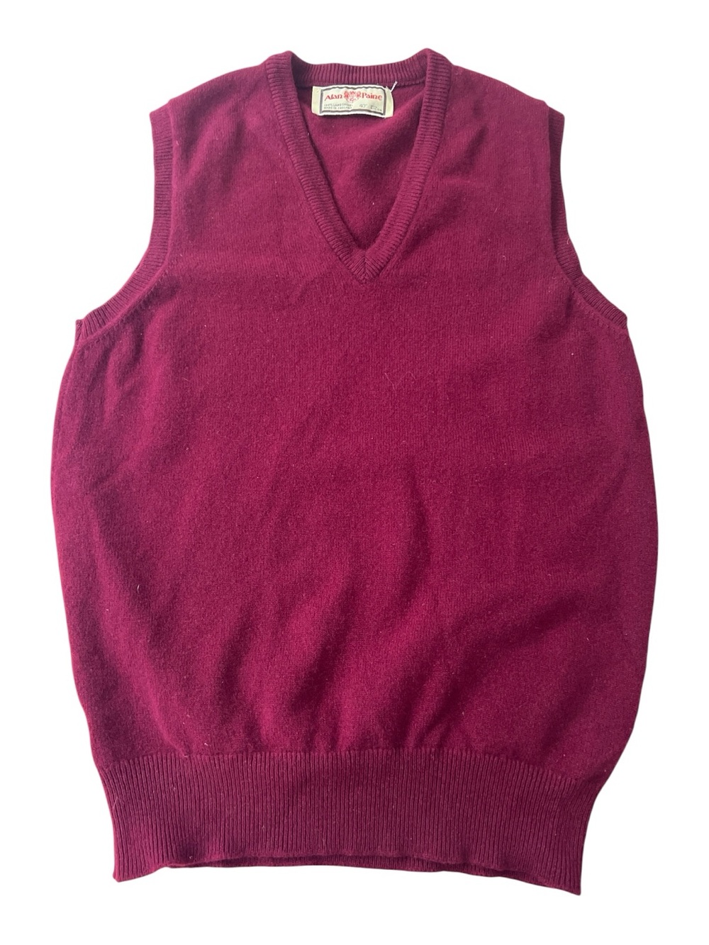 Alan Paine 100% Pure New Wool Burgundy Vest Men Size M UK 40 Made In England